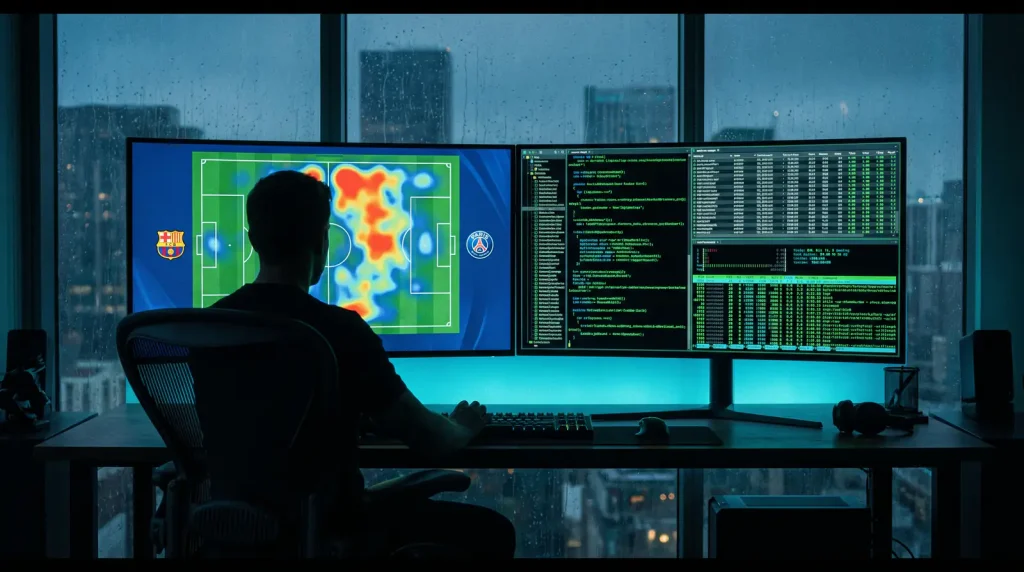Machine learning model processing football data to generate match prediction probabilities