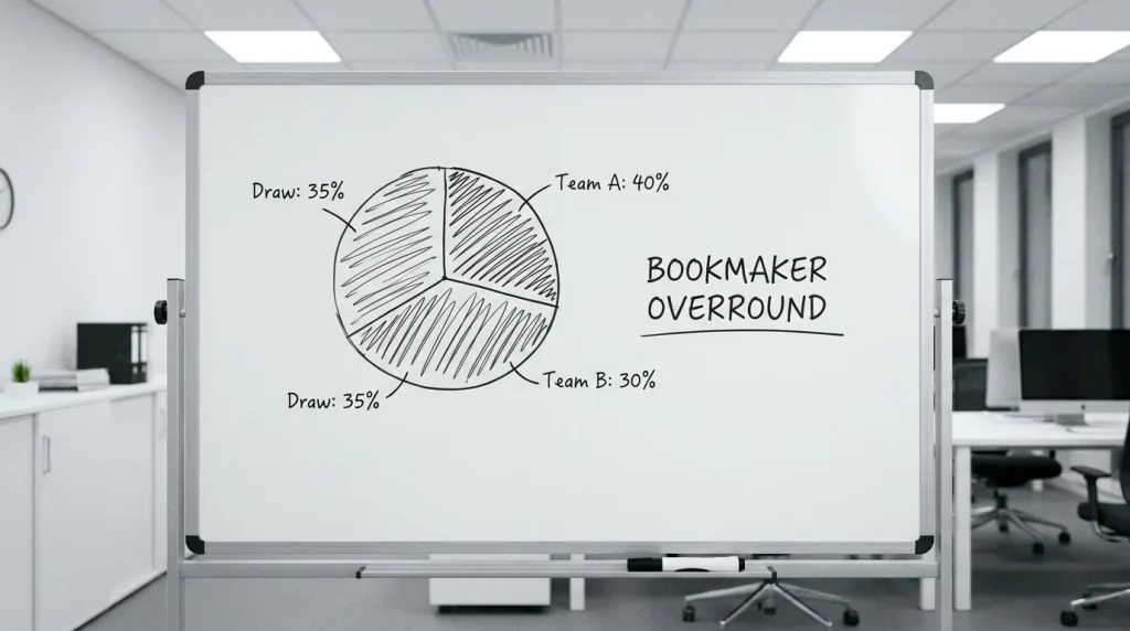 Clean chart illustrating how overround creates bookmaker profit margin