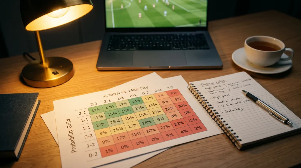Correct score predictions board displaying football scoreline probabilities