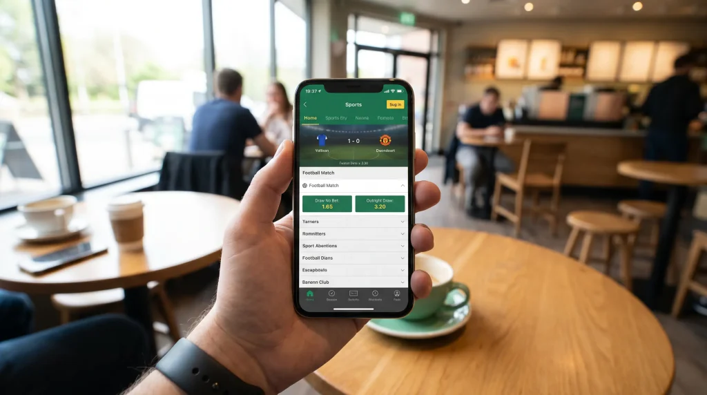 Punter comparing draw no bet and outright draw options on a betting slip