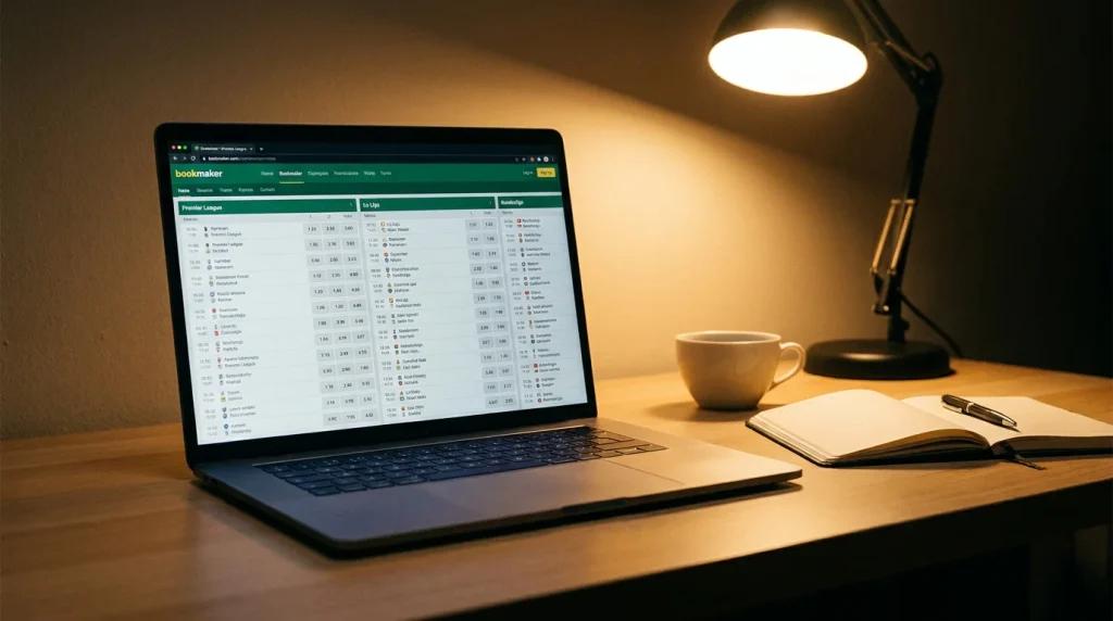 Bookmaker screen showing La Liga and Bundesliga odds alongside Premier League prices