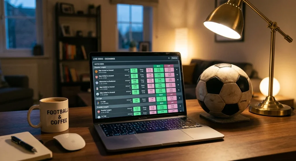 Betting exchange platform offering lower commission margins than traditional bookmakers