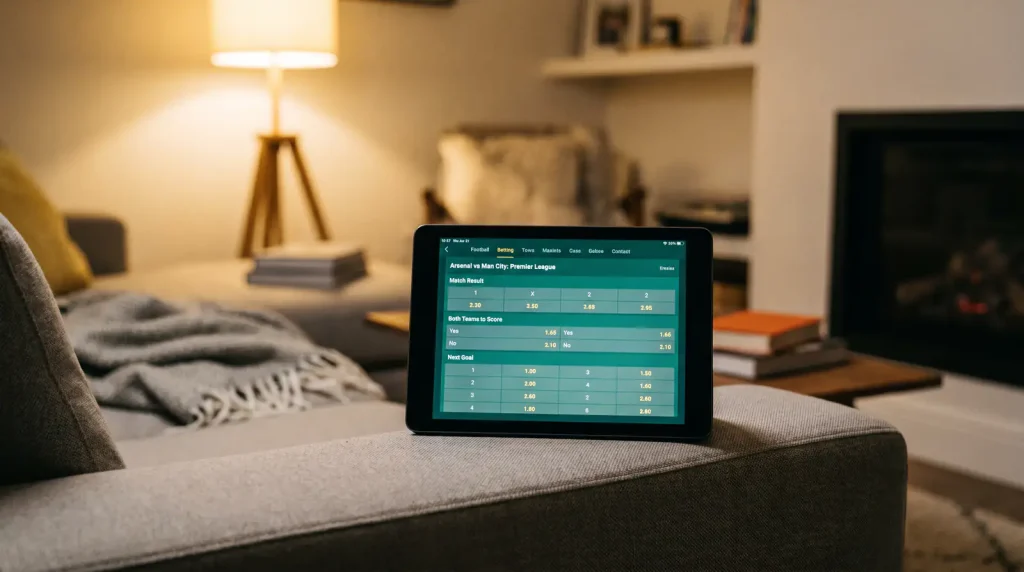 Bookmaker screen showing multiple football betting markets for a Premier League match