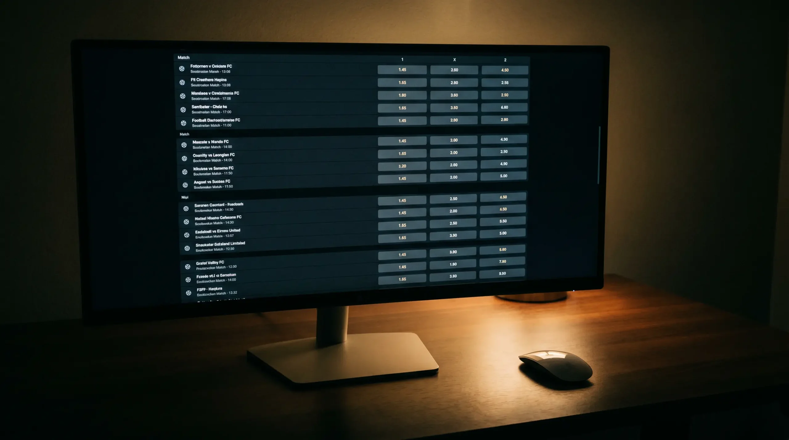 Football betting odds comparison across multiple bookmakers on a monitor