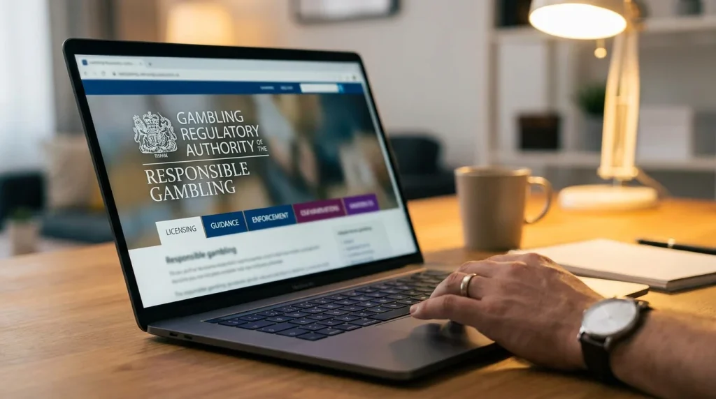 UK Gambling Commission licensing badge on a regulated bookmaker website