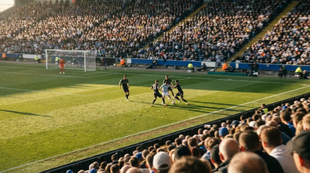 High-pressing football team closing down opponents in the opposition half