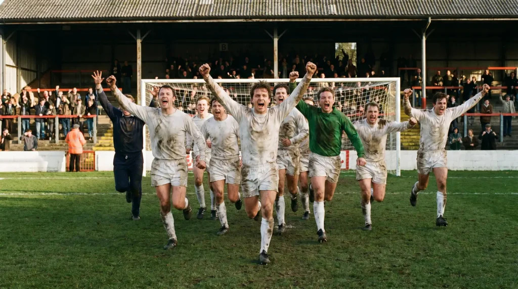 Newly promoted Premier League team celebrating during an early-season home match