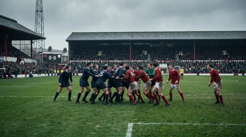 Tight defensive football match with low-scoring fixture atmosphere at stadium